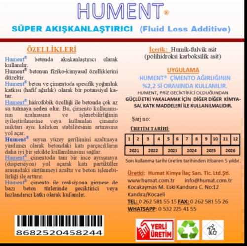 ÇİMENTO VE BETONDA HUMİK ASİT (1 litre)